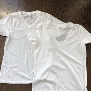 White V-Neck Cotton T-shirts (Gap and Prima)